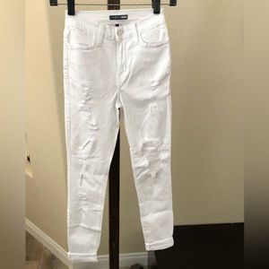 White Distressed Women’s Stretchy Pants